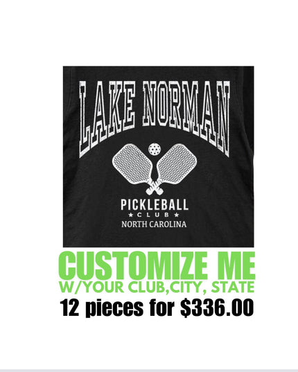 Pickleball Club Graphic Tee - Lake Norman or Customize in Black
