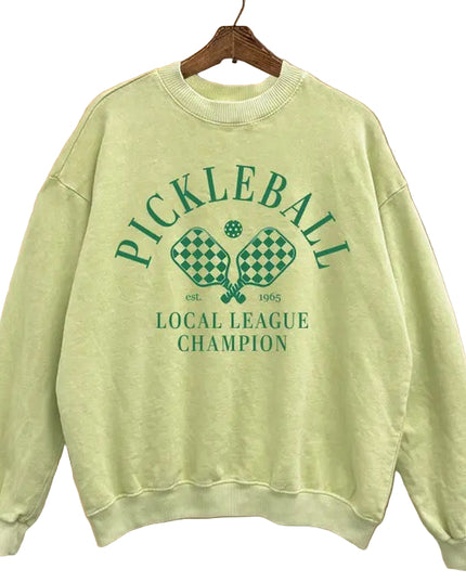 PICKLEBALL CHECK PADDLES PRINT SWEATSHIRT Lime