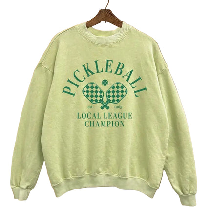 PICKLEBALL CHECK PADDLES PRINT SWEATSHIRT Lime