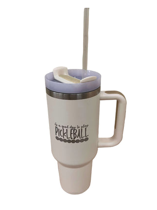 It's a Good Day for Pickleball 40 Oz. Handled Tumbler With Straw (Copy)