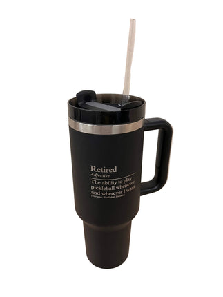 Pickleball Retired 40 Oz. Handled Tumbler With Straw