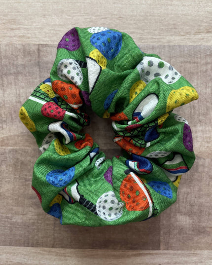 Green Pickleball Cotton Handmade Scrunchie