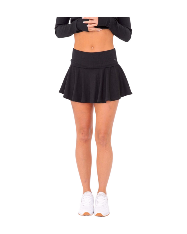 Ribbed Foldover Waist Lounge Skort
