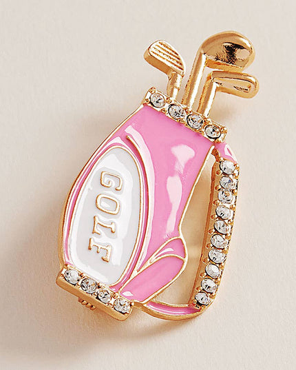 Enamel Rhinestone Accent Golf Bag Pin Brooch