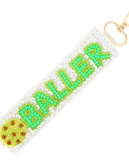 Baller Seed Beaded Sequin Rhinestone Keychain