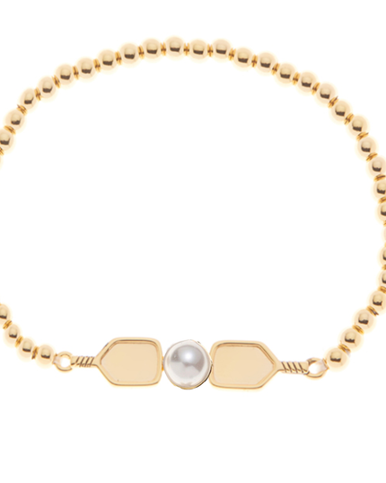 Pearl Pickleball Beaded Stretch Bracelet