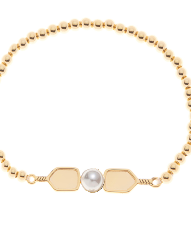 Pearl Pickleball Beaded Stretch Bracelet