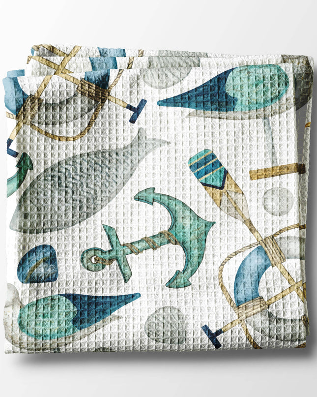 Nautical Anchor Beach Ocean Sea Kitchen Towel Waffle Gift