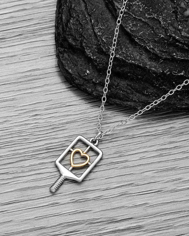 Pickleball Heart Paddle Necklace