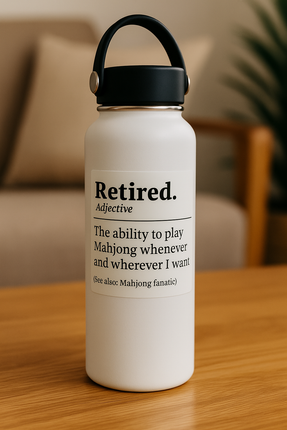 Retired Mahjong Sticker – Funny Definition Square Vinyl Sticker for Mahjong Lovers