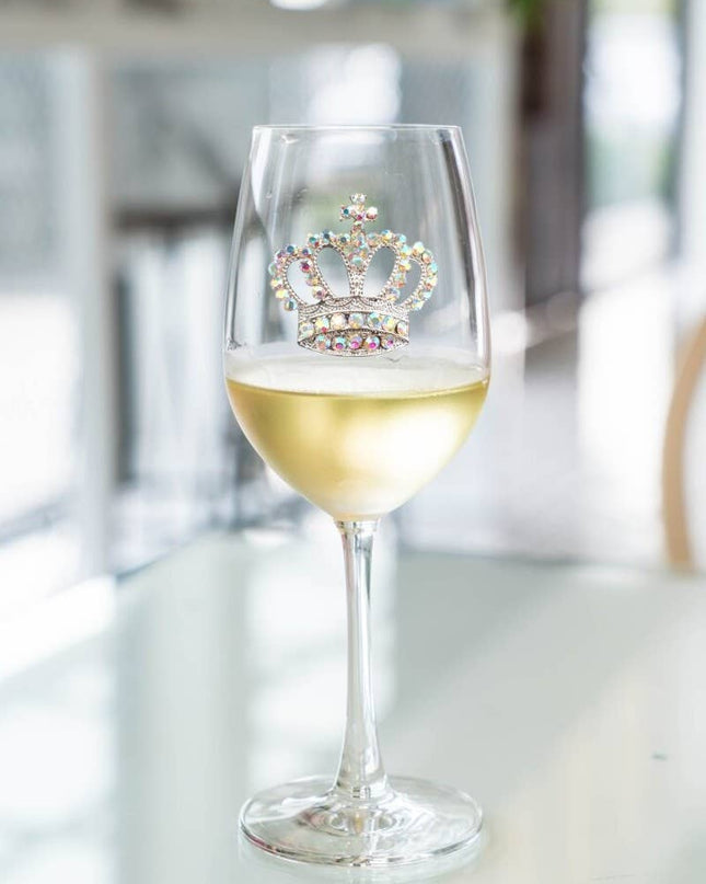 Aurora Borealis Crown Jeweled Stemmed Wine Glass