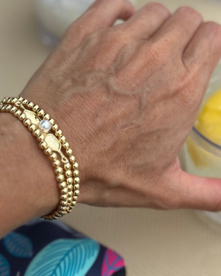 Pearl Pickleball Beaded Stretch Bracelet