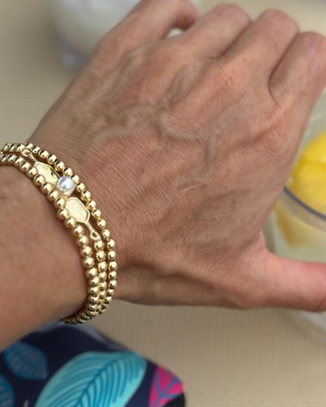 Pearl Pickleball Beaded Stretch Bracelet