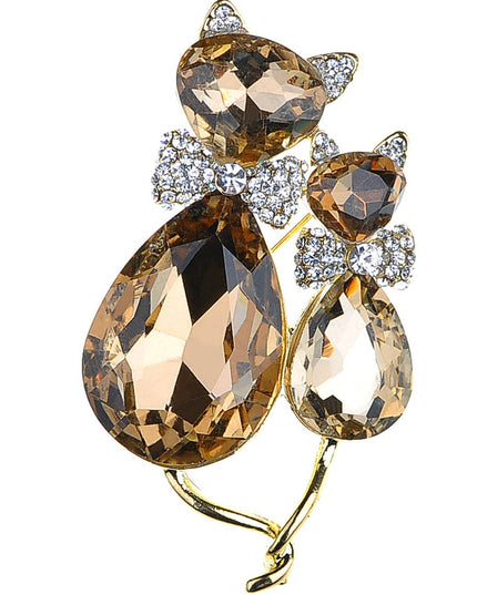 Light Smoked Topaz Kitty Cat Animal Brooch Pin