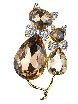 Light Smoked Topaz Kitty Cat Animal Brooch Pin