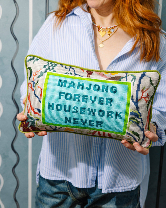 Mahjong Needlepoint Pillow