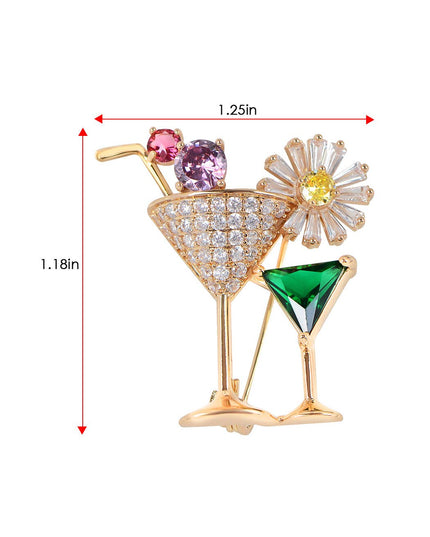 Copper Purple Cocktail Wine Cherry Glass Brooch Pin