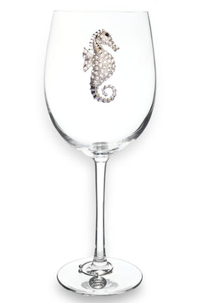 Seahorse Jeweled Stemmed Wine Glass