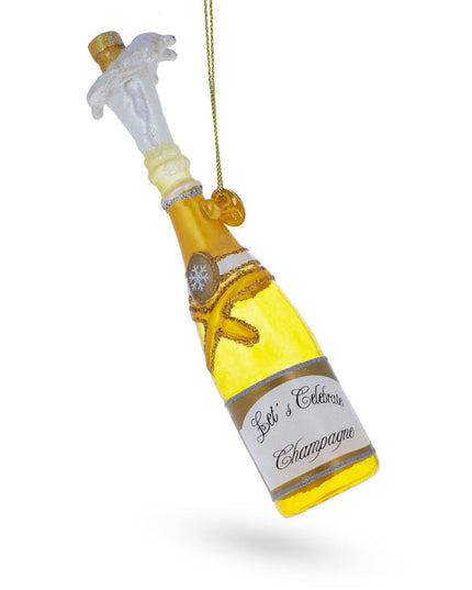 Champagne Bottle Pop Glass Ornament