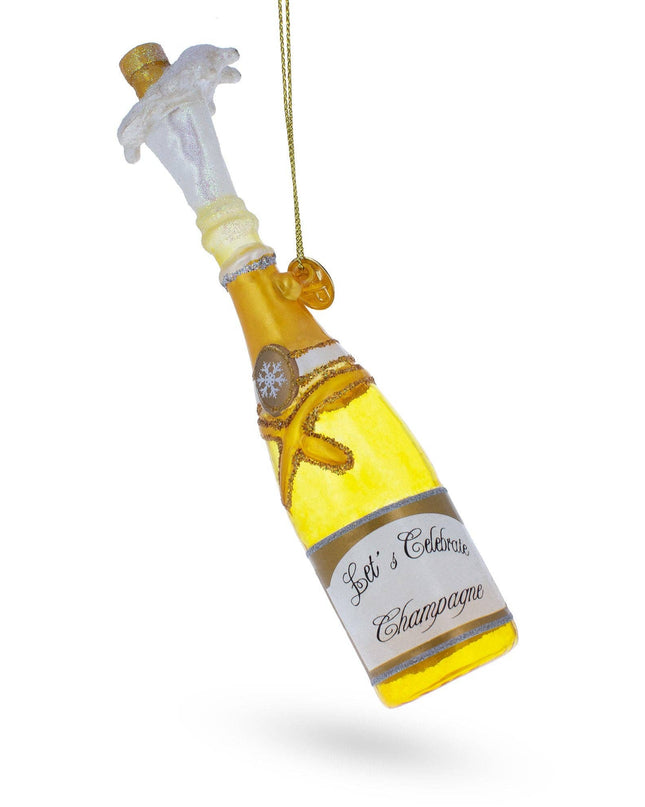 Champagne Bottle Pop Glass Ornament