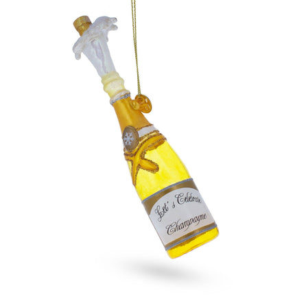 Champagne Bottle Pop Glass Ornament