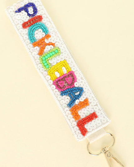 Pickleball Seed Beaded Sequin Rhinestone Keychain Fiesta