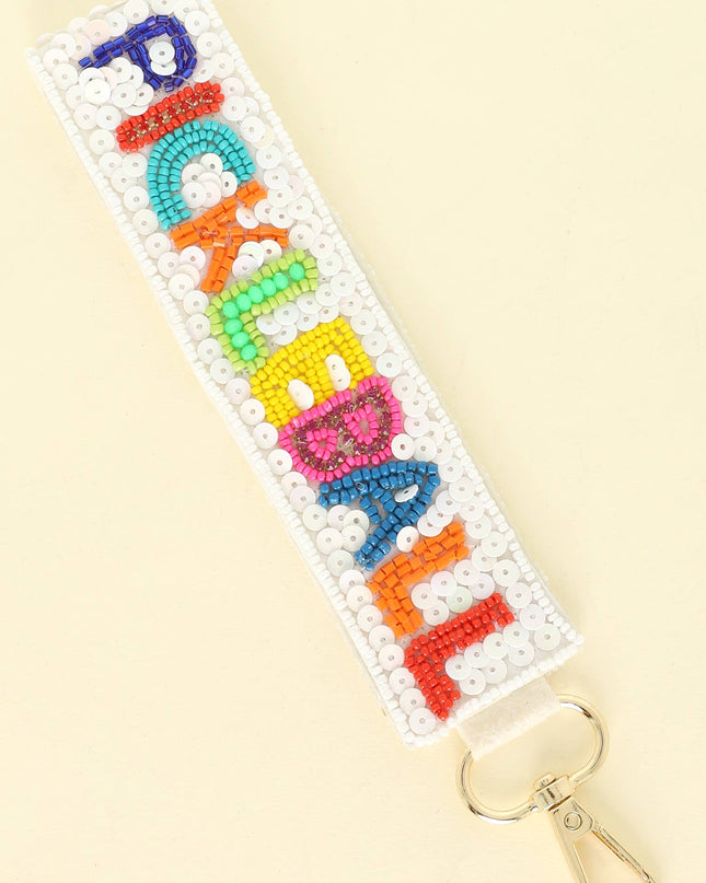 Pickleball Seed Beaded Sequin Rhinestone Keychain Fiesta