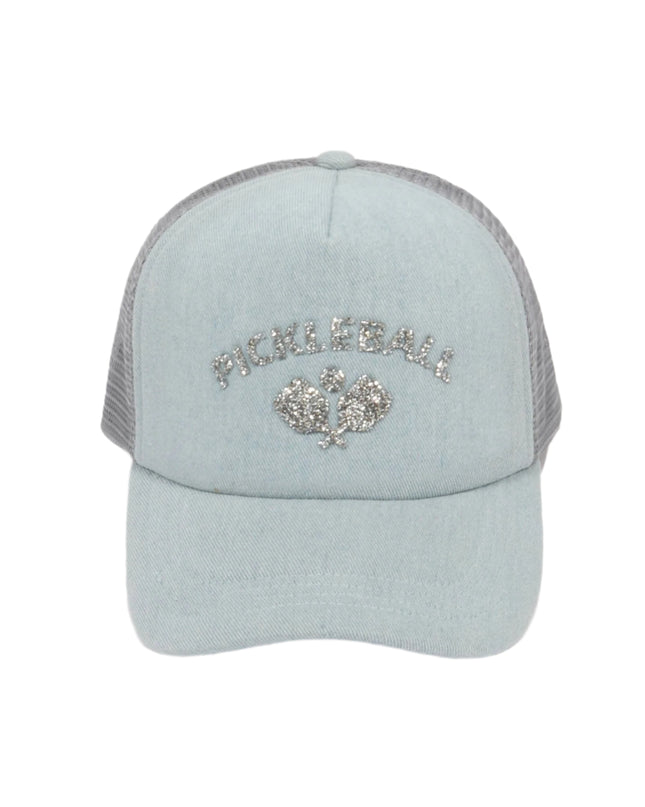 Pickleball Bling Stone Patch Denim Mesh Back Hat