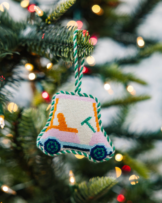 Needlepoint Icon Ornament - Golf Cart