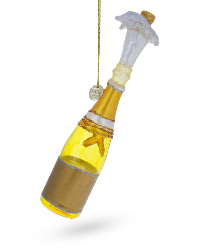 Champagne Bottle Pop Glass Ornament
