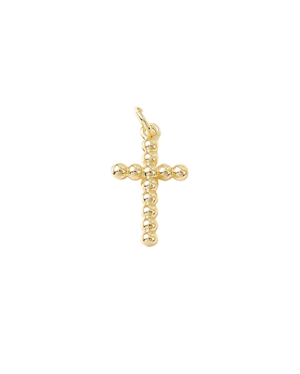 Beaded Cross Charm-1 inch. ~ Gold Plated Brass Charm