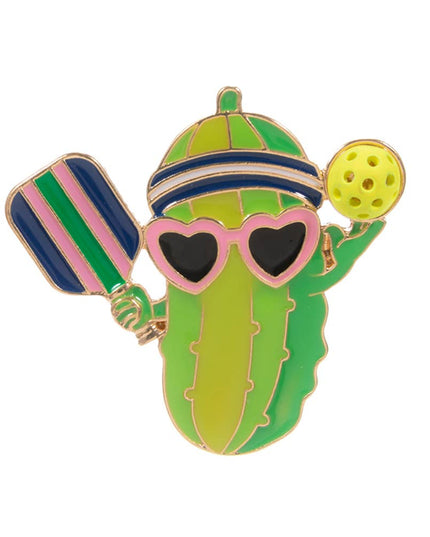 Enamel Funny Pickle Pickleball Player Pin Brooch