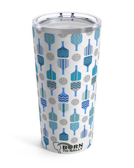 Pickleball 20oz Tumbler- Blue Paddles