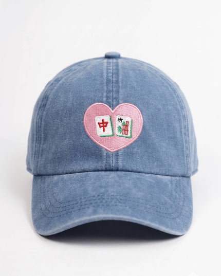 MAHJONG Heart Tiles Embroidered Baseball Cap