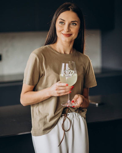 Aurora Borealis Crown Jeweled Stemmed Wine Glass