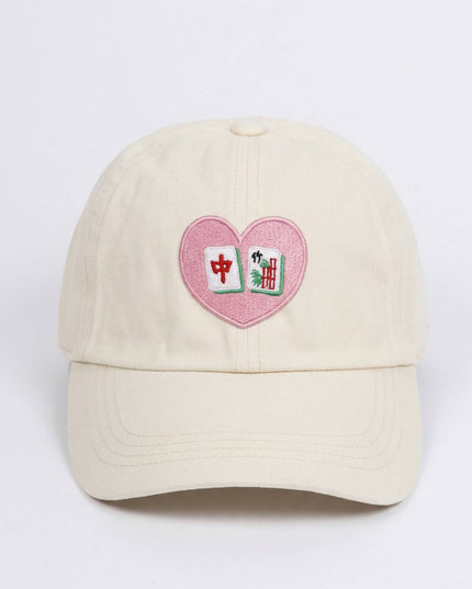MAHJONG Heart Tiles Embroidered Baseball Cap