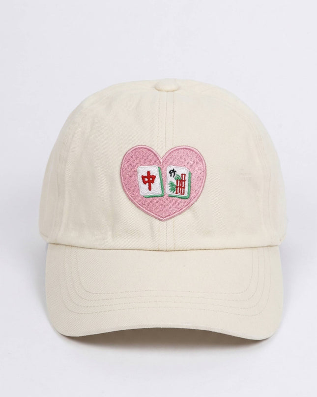 MAHJONG Heart Tiles Embroidered Baseball Cap