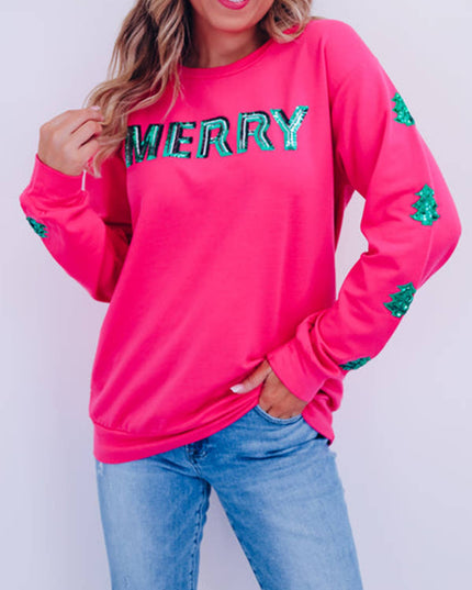 Merry Sequin Letters Sweatshirt