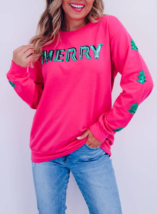 Merry Sequin Letters Sweatshirt