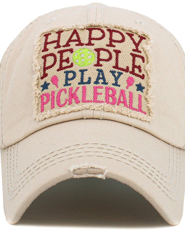 Happy People Play Pickleball Washed Vintage Ballcap