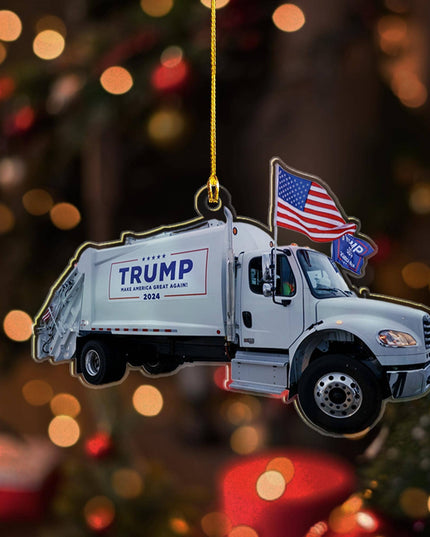 Trump Make America Great Again 2024 Garbage Truck Ornament