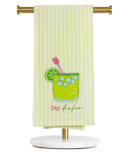 Day Dinker Hand Towel   Green/Pink   20x28