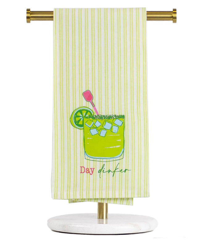 Day Dinker Hand Towel   Green/Pink   20x28