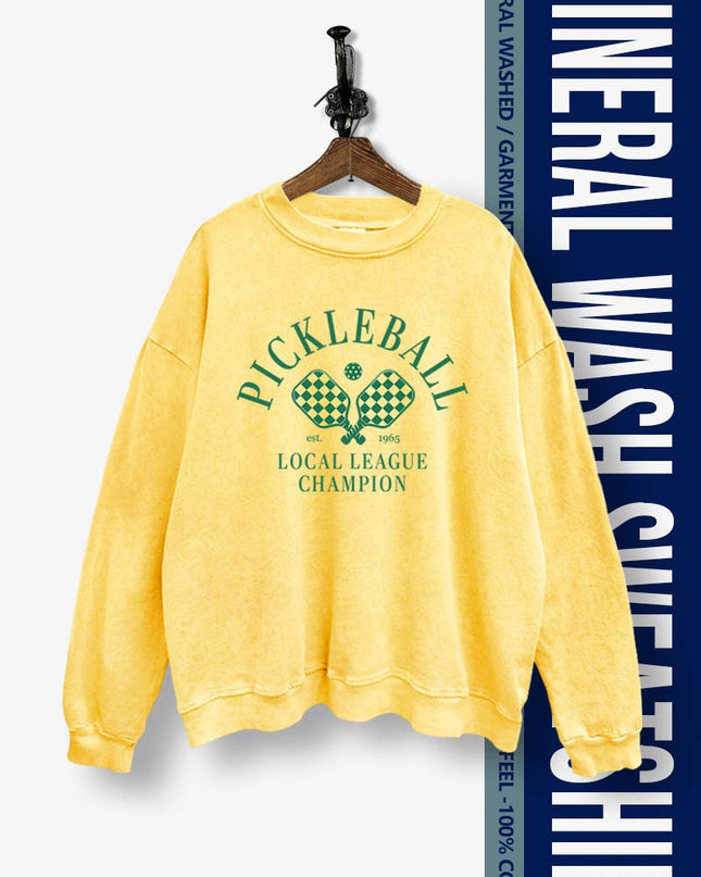 PICKLEBALL PRINT MINERAL WASH SWEATSHIRT BLUE