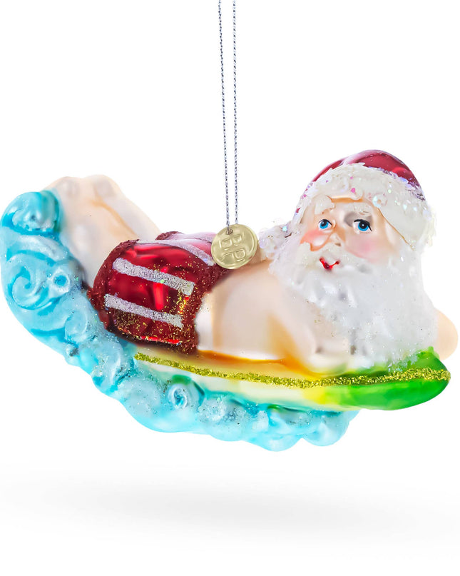 Surfing Santa Ornament