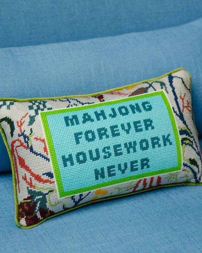 Mahjong Needlepoint Pillow