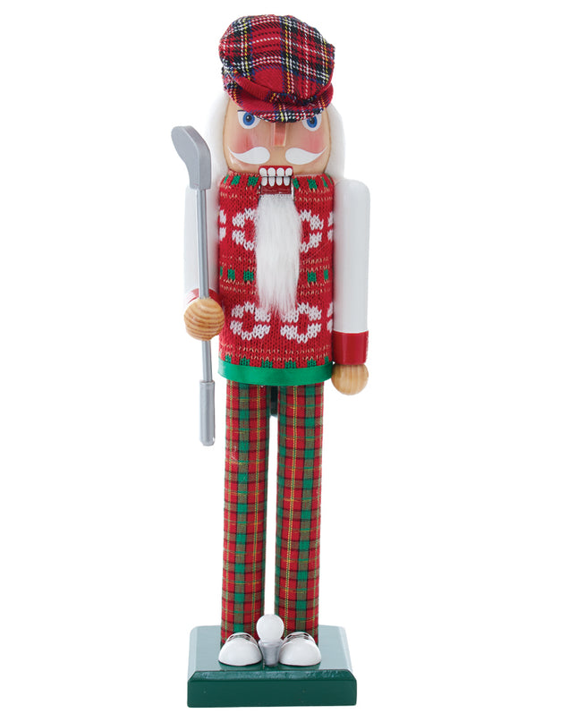 15" Red and Green Golfer Nutcracker