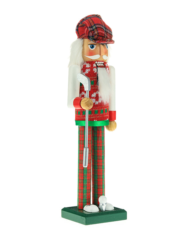 15" Red and Green Golfer Nutcracker