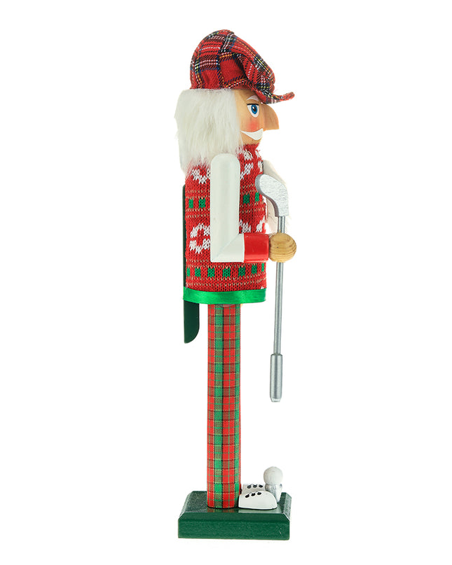 15" Red and Green Golfer Nutcracker