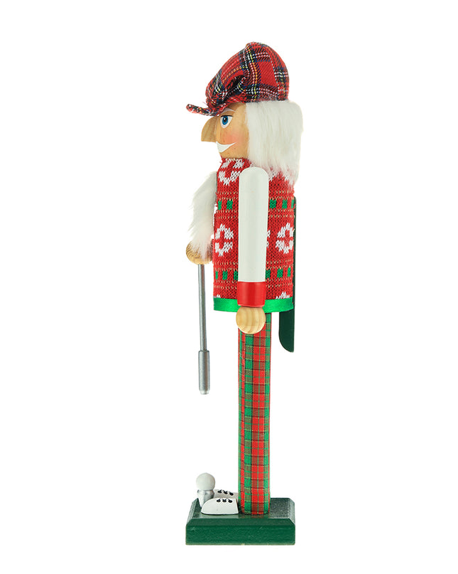 15" Red and Green Golfer Nutcracker